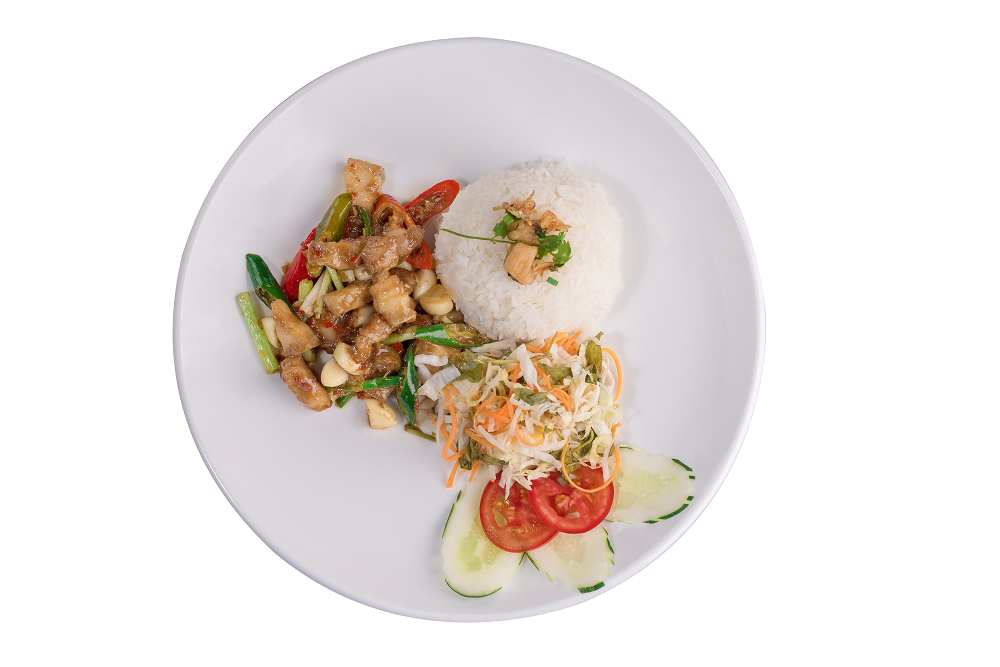 Cơm ba chỉ xào mắm ruốc