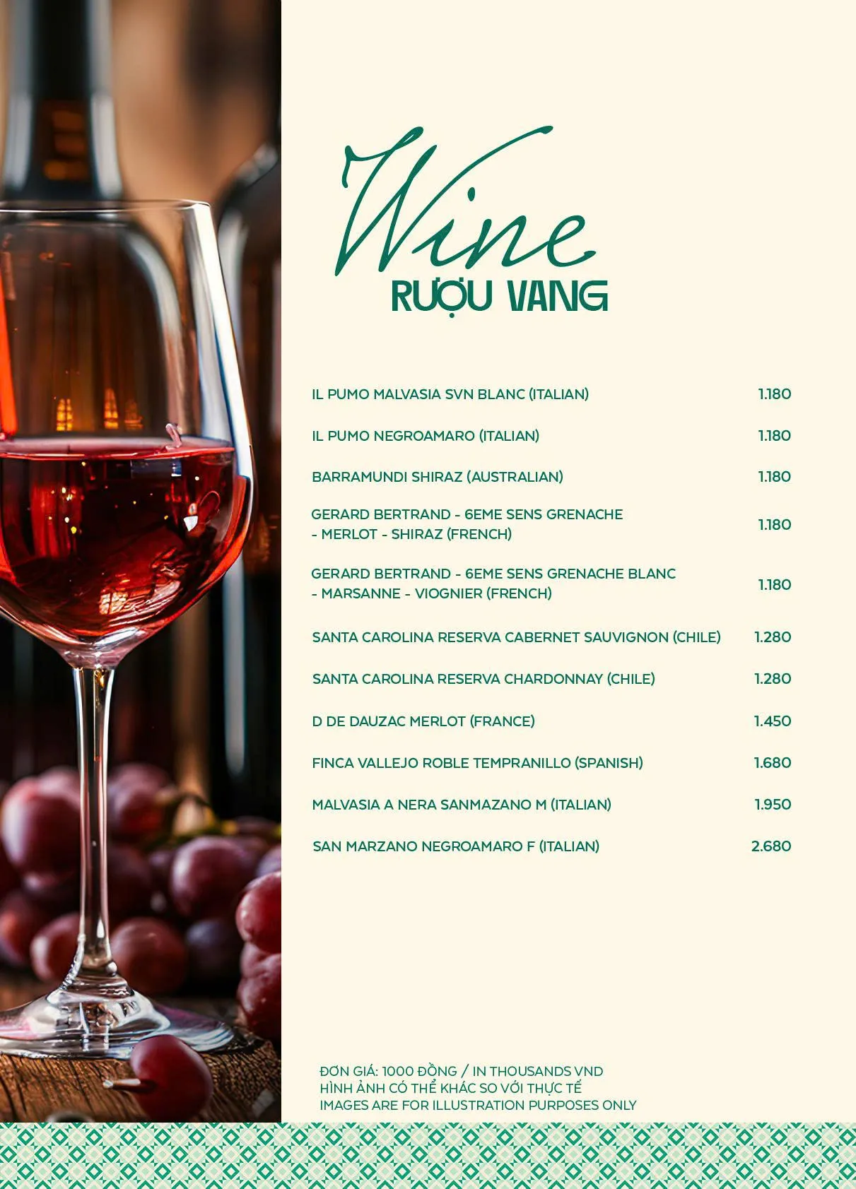 Menu trang 8